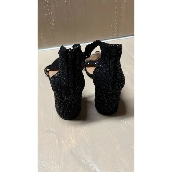 INC Womens Hadwin2 Black Bling Ankle Strap Pave Crystal Heel Sandals Size 8.5 - Picture 3 of 10